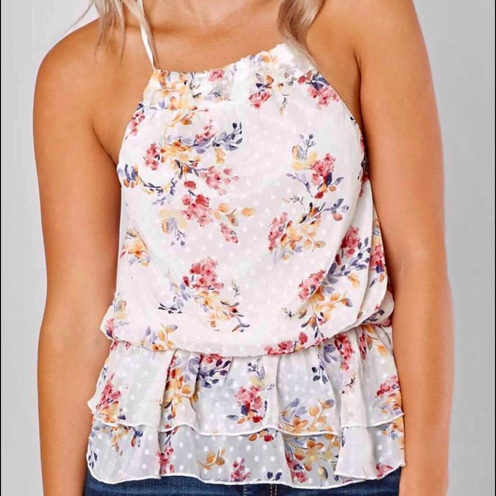 Swiss Dot Chiffon Tank Top